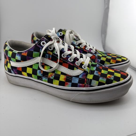 Vans Men's Size 9 Tie-Dye Checker‎ Comfycush Old Skool #R199 Good Used Condition - Picture 3 of 8